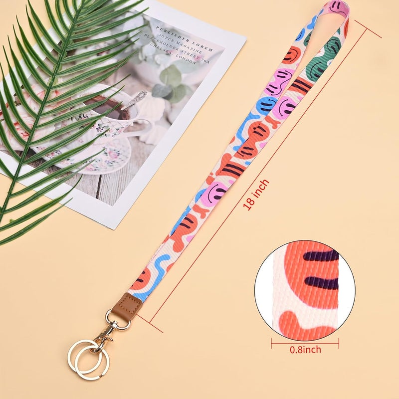 Knagsfa Lanyards for Keys, Neck Lanyards for ID Badges with Metal Hook, Cute Keychain Lanyard for Women, Colorful Smile - Image 2